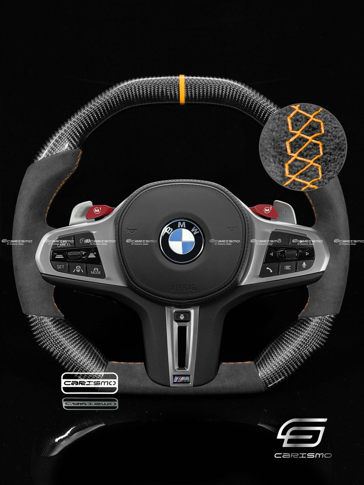 Carismo Steering Wheel For BMW G-Series (M Performance Wheels) - Signature - Gloss Carbon - Alcantara