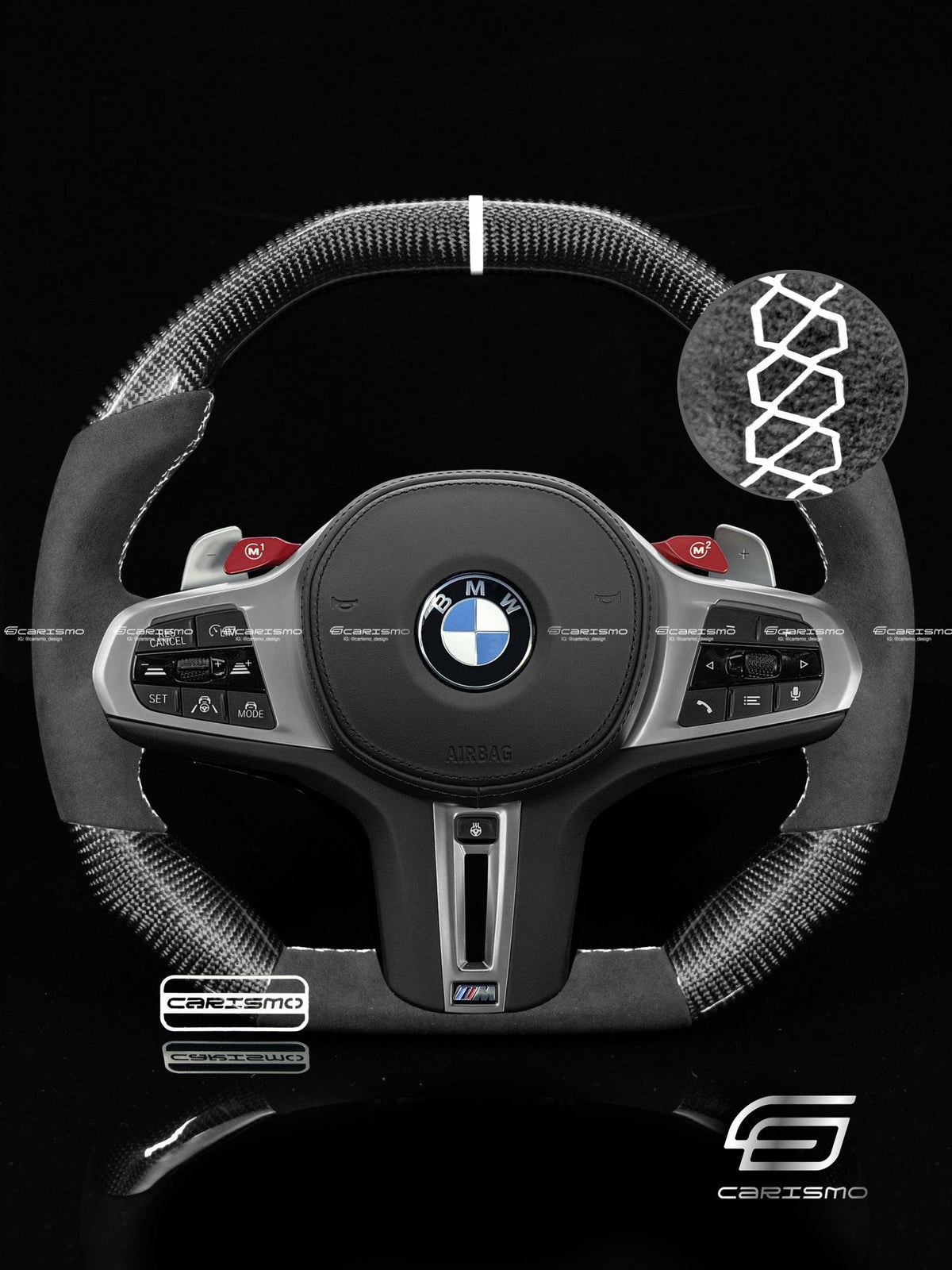 Carismo Steering Wheel For BMW G-Series (M Performance Wheels) - Signature - Gloss Carbon - Alcantara