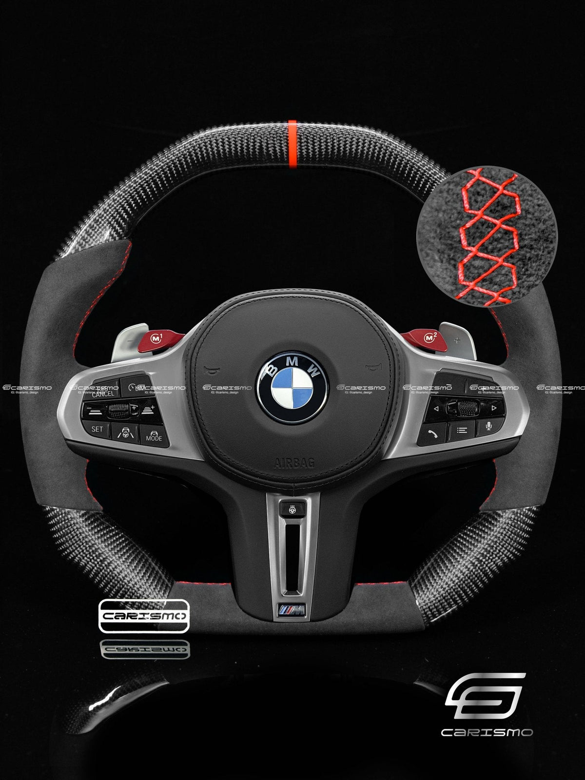 Carismo Steering Wheel For BMW G-Series (M Performance Wheels) - Signature - Gloss Carbon - Alcantara