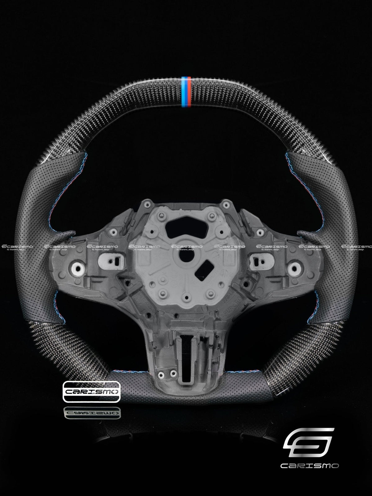 Carismo Steering Wheel For BMW G-Series (M Performance Wheels) - Signature (Heated) - Gloss Carbon - Perforated Leather