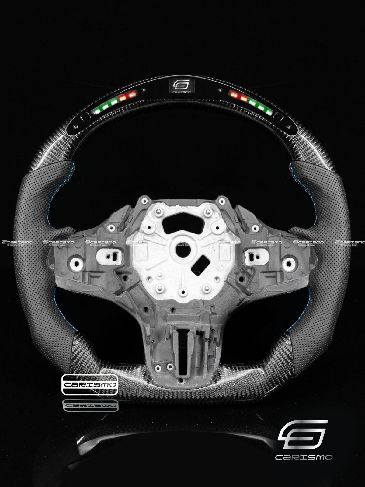 Carismo Steering Wheel For BMW G-Series (M Performance Wheel) - Classic RPM LED - Gloss Carbon - Perforated Leather