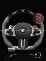 Carismo Steering Wheel For BMW G-Series (M Performance Wheel) - Classic RPM LED - Gloss Carbon - Perforated Leather
