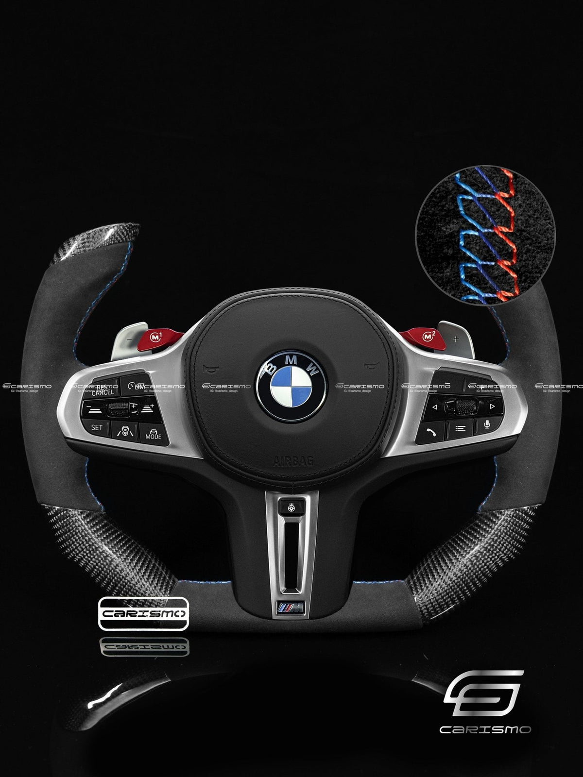 Carismo Steering Wheel For BMW G-Series (M Performance Wheel) - F1 Competition - Gloss Carbon - Alcantara