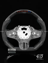 Carismo Steering Wheel For BMW G-Series (M Performance Wheel) - Sequential RPM LED - Gloss Carbon - Alcantara