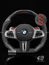 Carismo Steering Wheel For BMW G-Series (M Performance Wheel) - Sequential RPM LED - Gloss Carbon - Alcantara