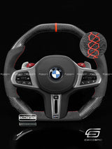 Carismo Steering Wheel For BMW G-Series (M Performance Wheel) - Signature - Gloss Carbon - Alcantara