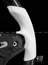 Carismo Steering Wheel For BMW G-Series (M Performance Wheel) - Signature - Gloss Carbon - White Smooth Leather