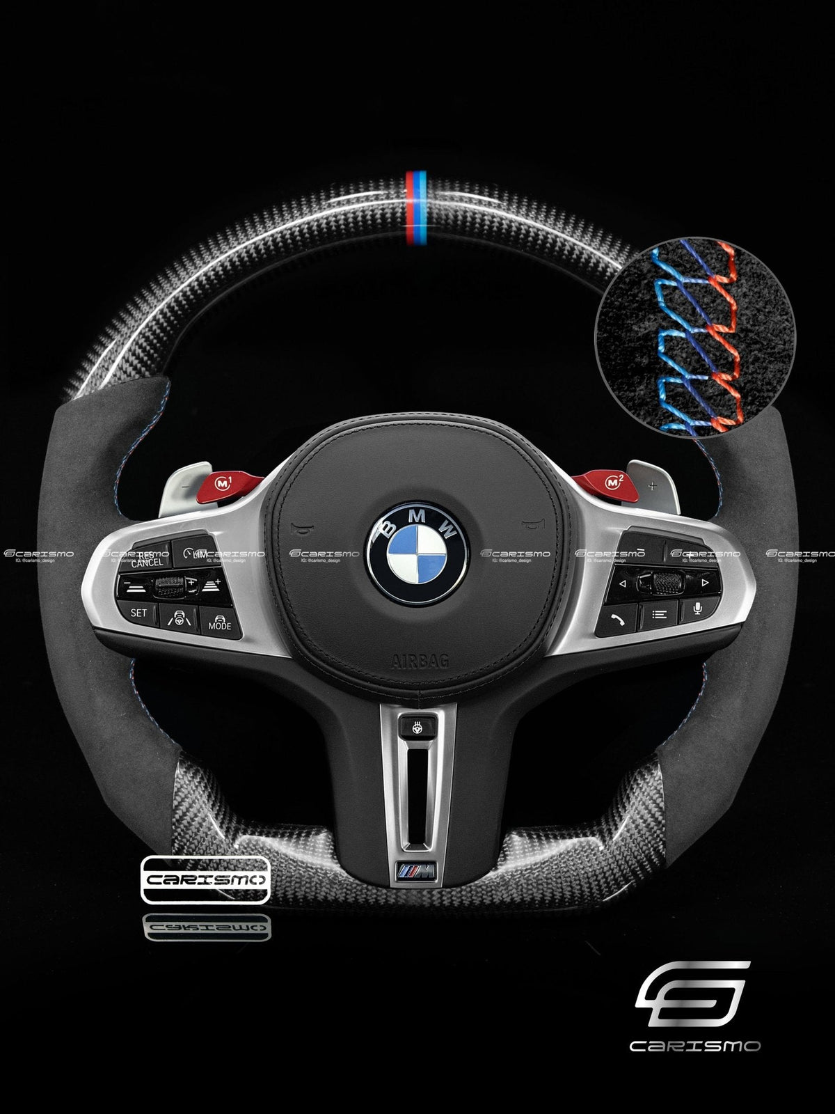 Carismo Steering Wheel For BMW G-Series (M Performance Wheel) - Sport - Gloss Carbon - Alcantara