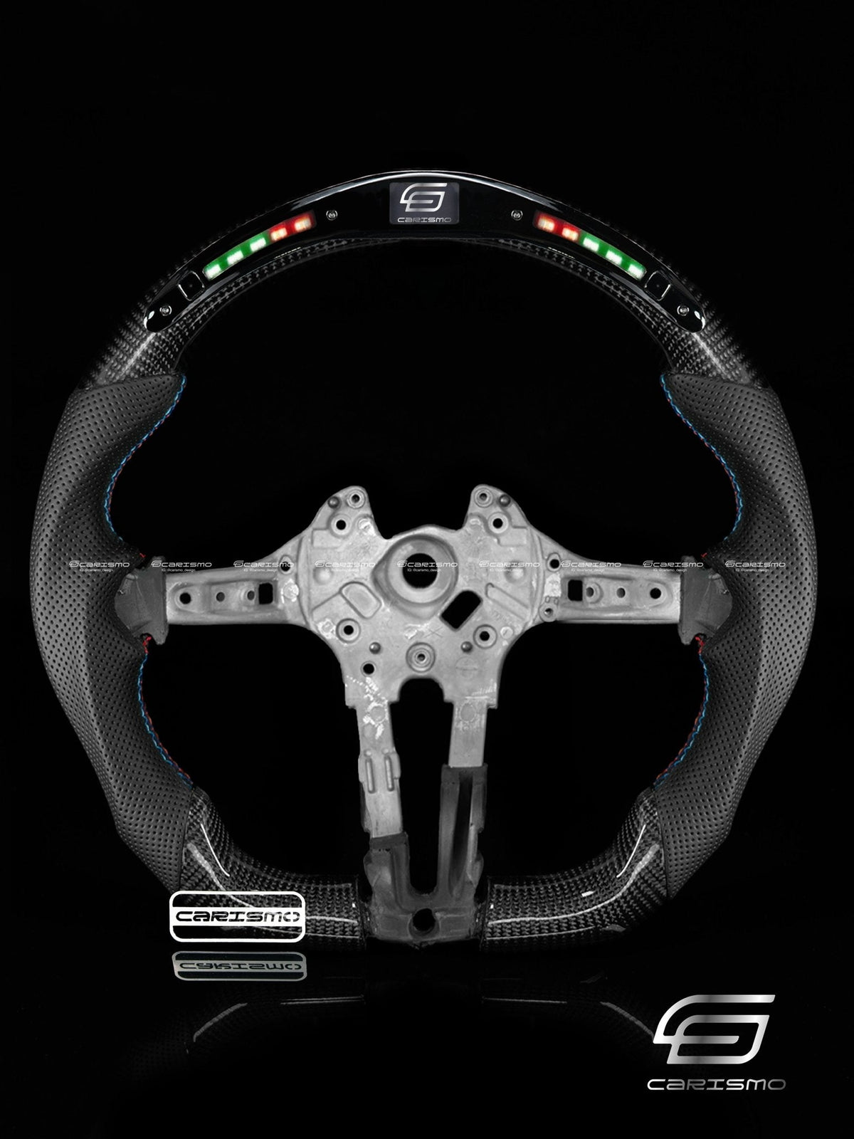 Carismo Steering Wheel For BMW F-Series (M Performance Wheels) - Classic RPM LED - Gloss Carbon - Perforated Leather
