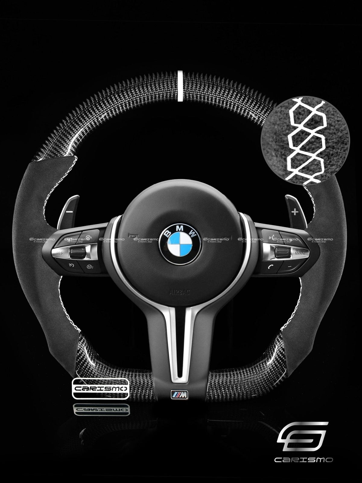 Carismo Steering Wheel For BMW F-Series (M Performance Wheels) - Sport - Gloss Carbon - Alcantara