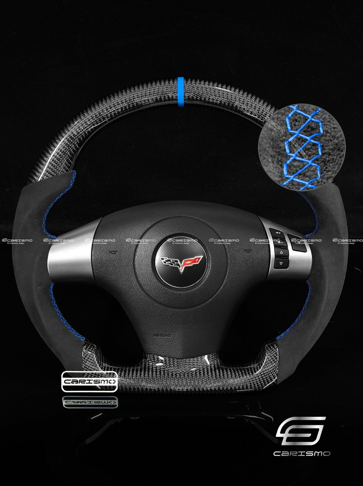 Carismo Steering Wheel For Chevrolet Corvette (C6) - Sport - Gloss Carbon - Alcantara