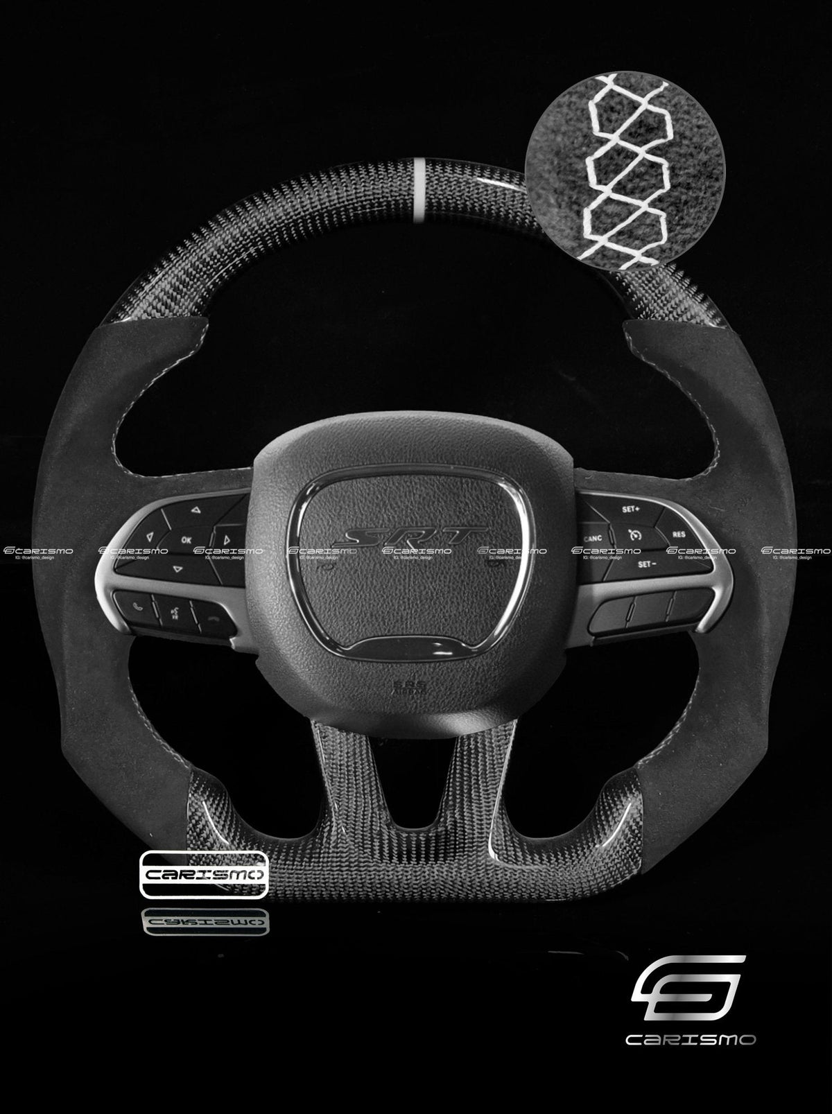 Carismo Steering Wheel For Dodge / SRT (2015+) - Sport - Gloss Carbon - Alcantara