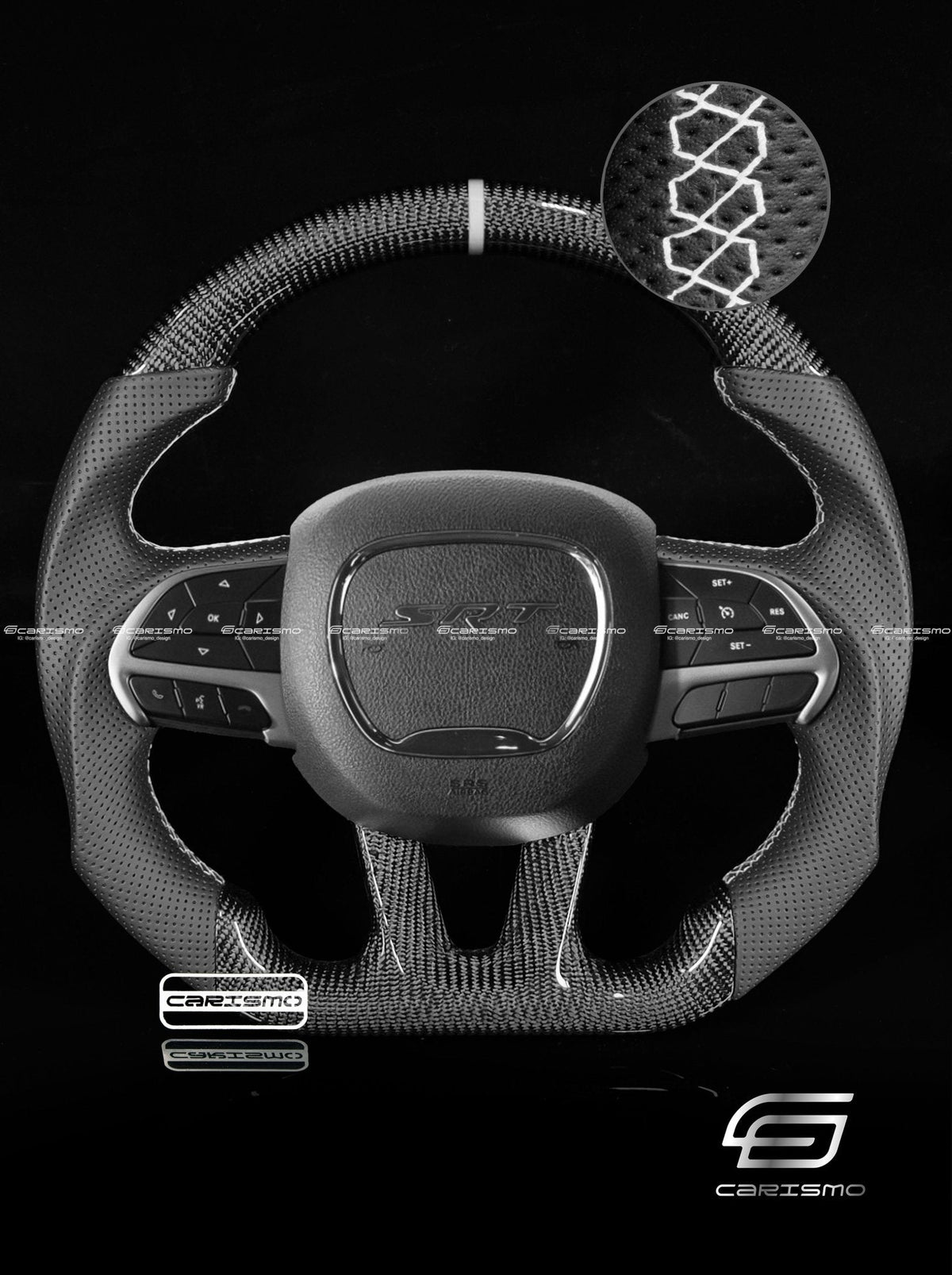 Carismo Steering Wheel For Dodge / SRT (2015+) - Sport - Gloss Carbon - Perforated Leather