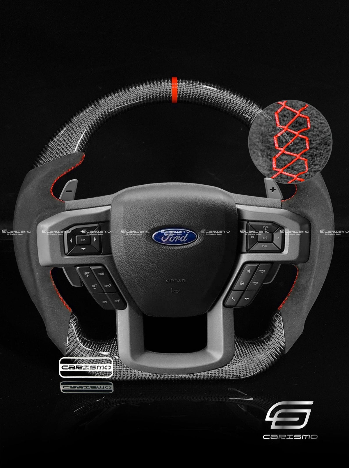 Carismo Steering Wheel For Ford F-150 Raptor (Gen 2) - Sport - Gloss Carbon - Alcantara