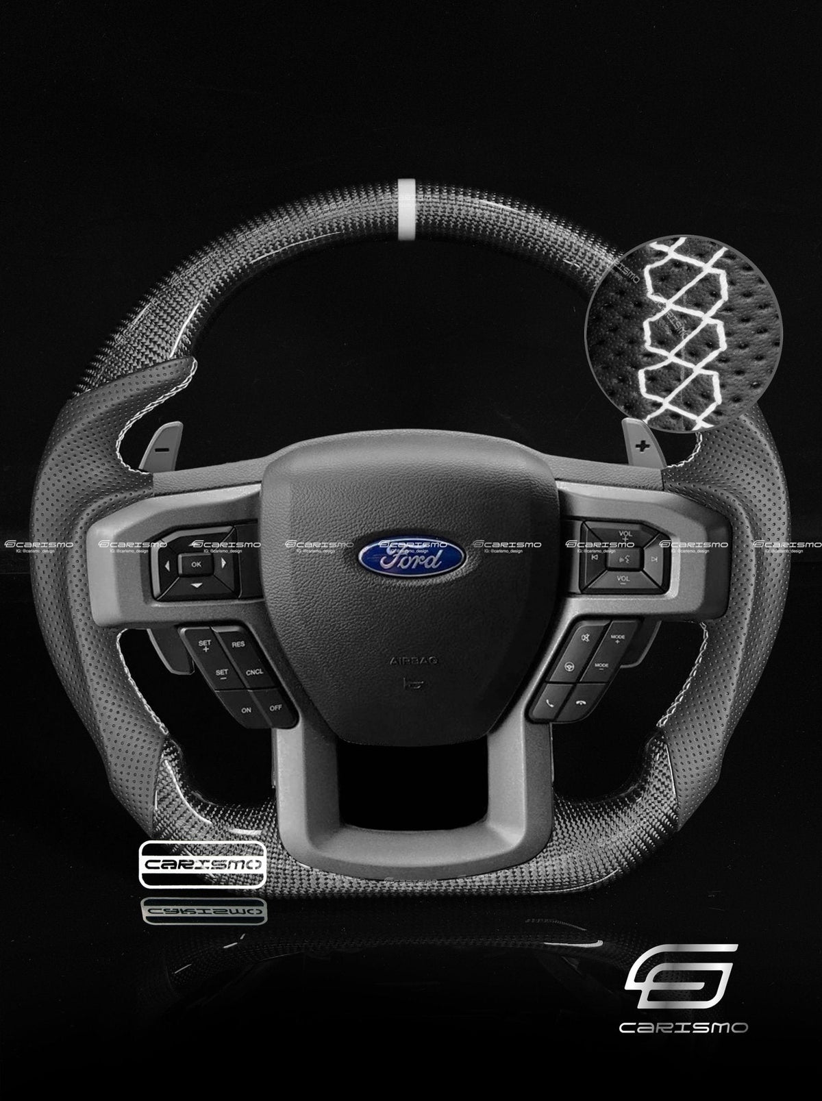 Carismo Steering Wheel For Ford F-150 Raptor (Gen 2) - Sport - Gloss Carbon - Perforated Leather