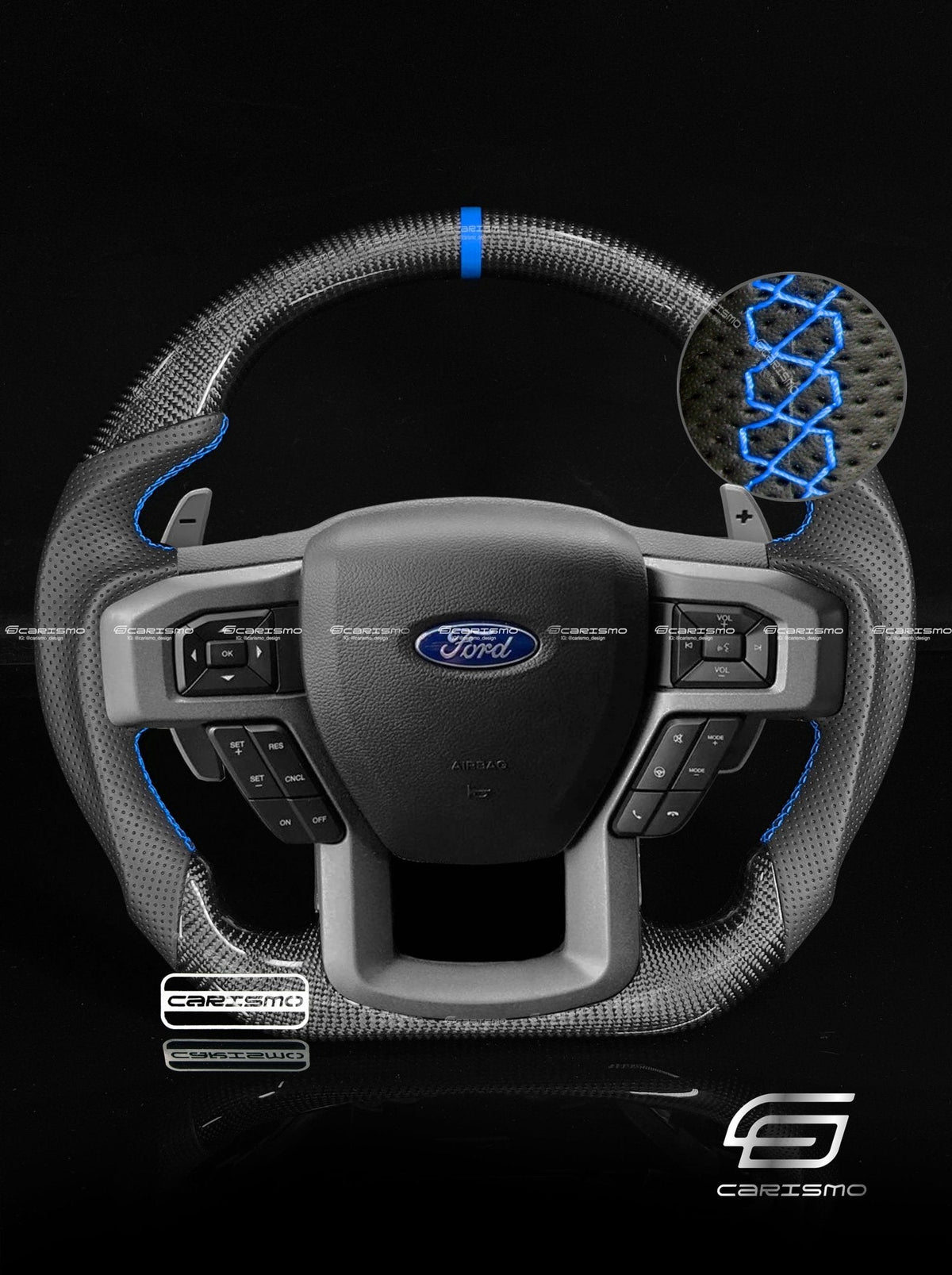 Carismo Steering Wheel For Ford F-150 Raptor (Gen 2) - Sport - Gloss Carbon - Perforated Leather