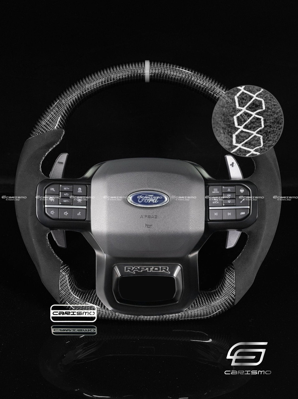 Carismo Steering Wheel For Ford F-150 Raptor (Gen 3) - Sport - Gloss Carbon - Alcantara