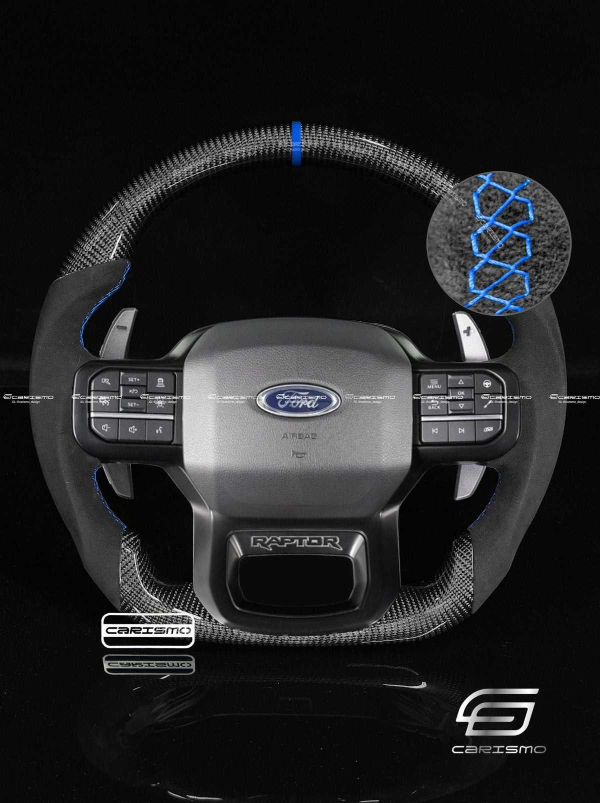 Carismo Steering Wheel For Ford F-150 Raptor (Gen 3) - Sport - Gloss Carbon - Alcantara