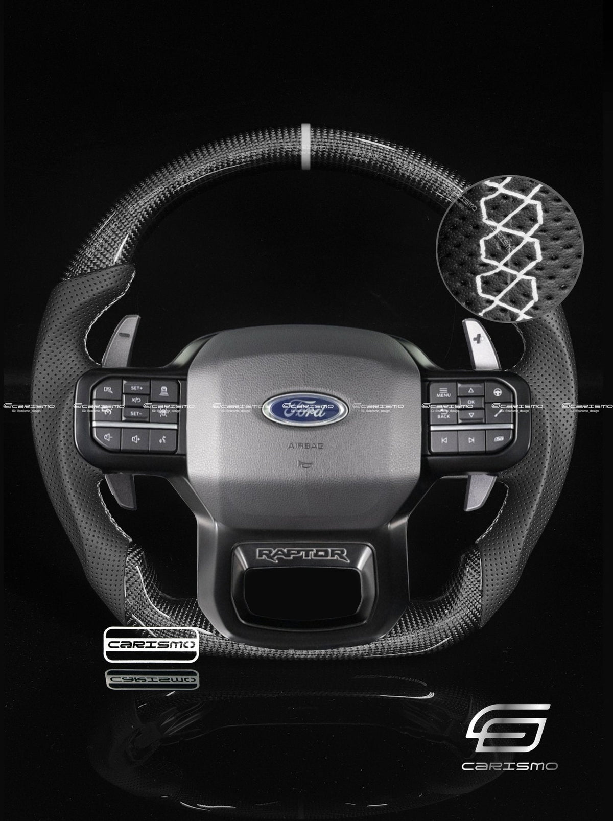 Carismo Steering Wheel For Ford F-150 Raptor (Gen 3) - Sport - Gloss Carbon - Perforated Leather