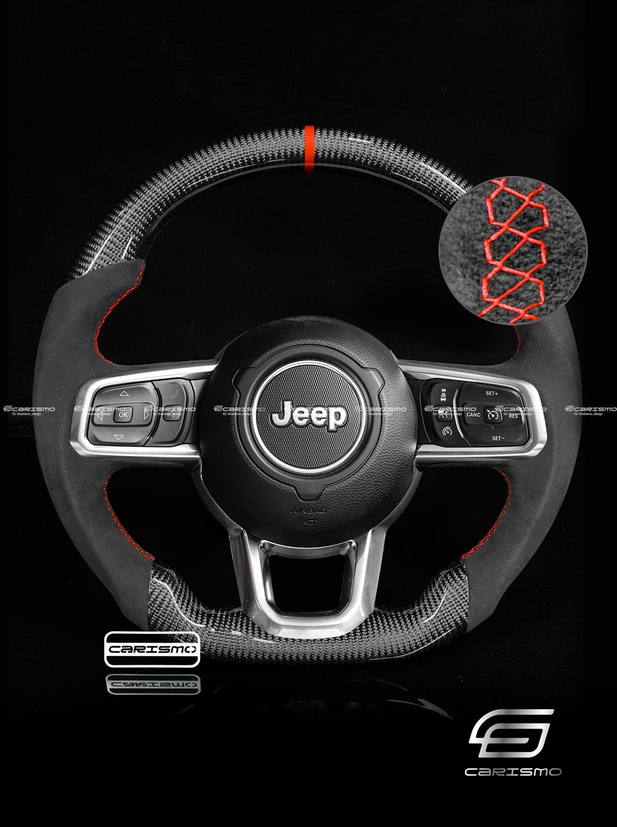Carismo Steering Wheel For Jeep Wrangler (JL) - Sport - Gloss Carbon - Alcantara