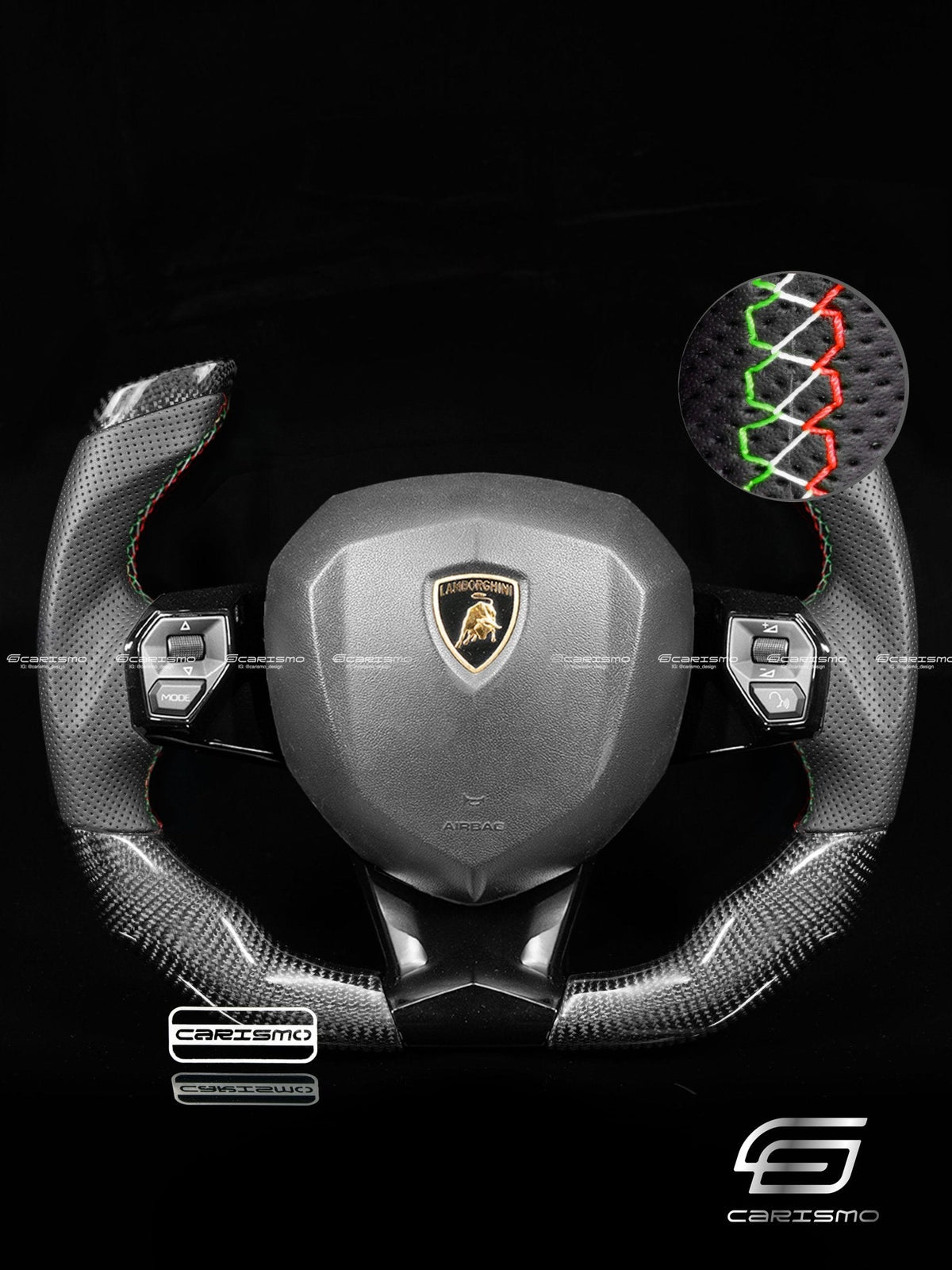Carismo Steering Wheel For Lamborghini Aventador - F1 Competition - Gloss Carbon - Perforated Leather