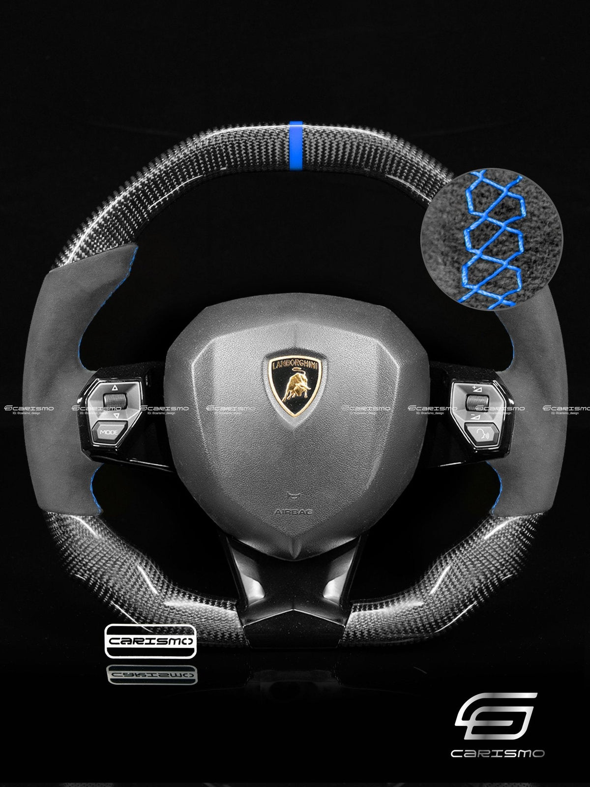 Carismo Steering Wheel For Lamborghini Aventador - Signature - Gloss Carbon - Alcantara
