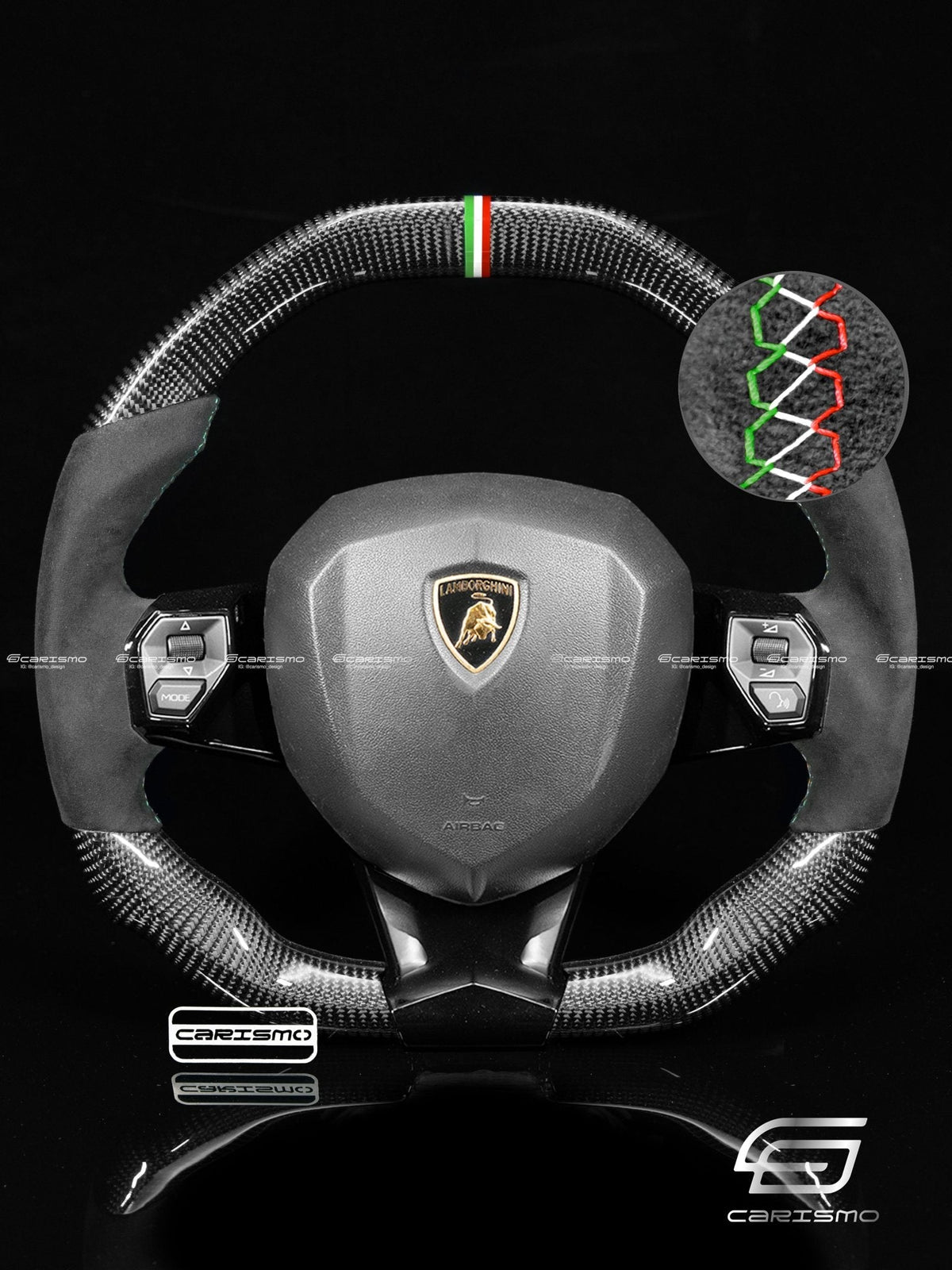 Carismo Steering Wheel For Lamborghini Aventador - Signature - Gloss Carbon - Alcantara