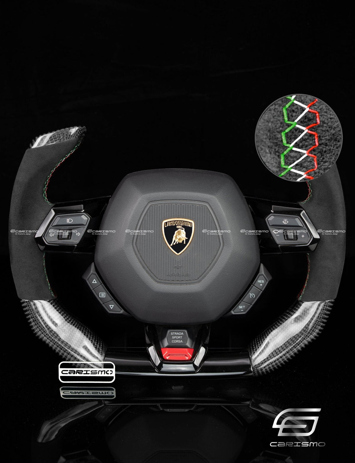 Carismo Steering Wheel For Lamborghini Huracan - F1 Competition - Gloss Carbon - Alcantara