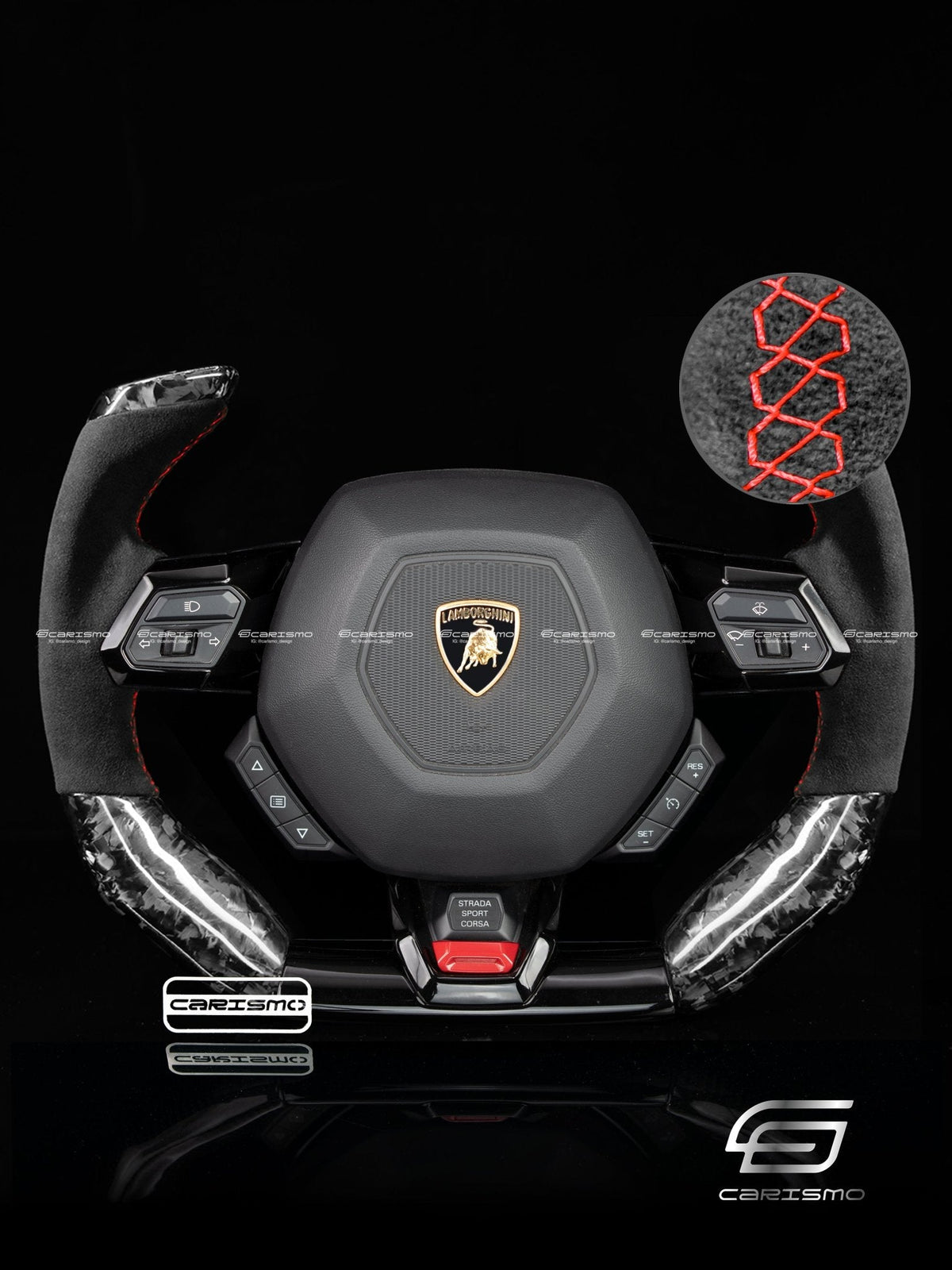 Carismo Steering Wheel For Lamborghini Huracan - F1 Competition - Gloss Forged Carbon - Alcantara
