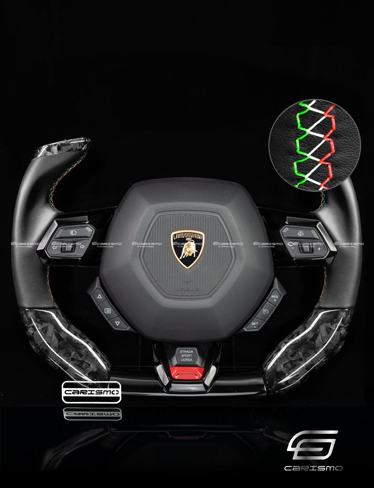 Carismo Steering Wheel For Lamborghini Huracan - F1 Competition - Gloss Forged Carbon - Smooth Leather