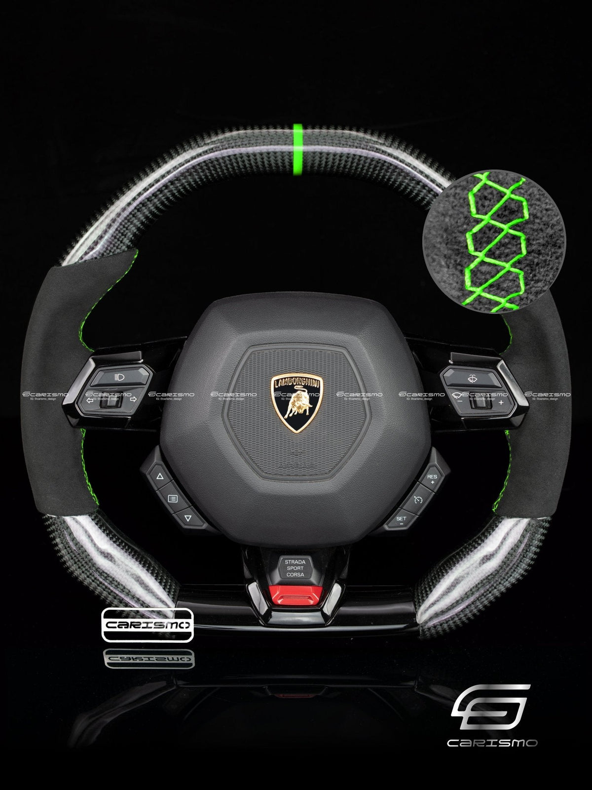 Carismo Steering Wheel For Lamborghini Huracan - Signature - Gloss Carbon - Alcantara