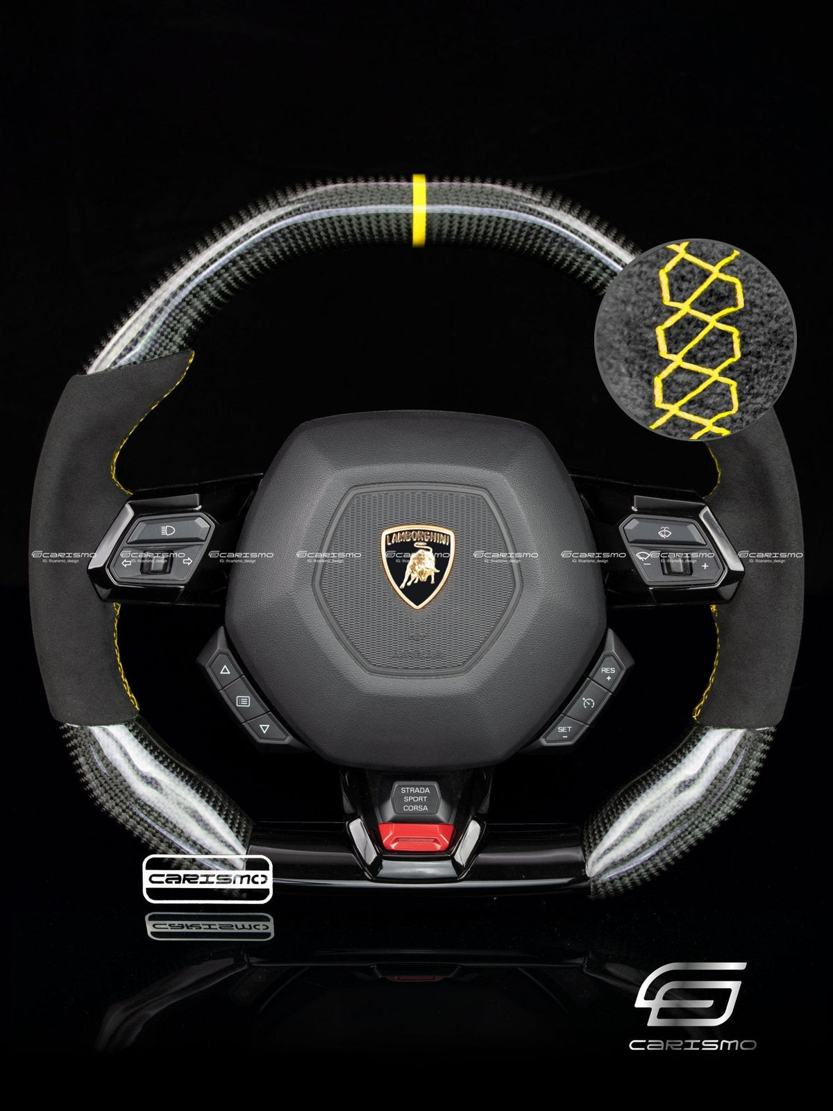 Carismo Steering Wheel For Lamborghini Huracan - Signature - Gloss Carbon - Alcantara