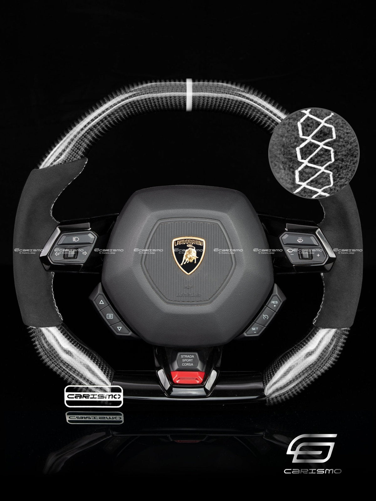 Carismo Steering Wheel For Lamborghini Huracan - Signature - Gloss Carbon - Alcantara