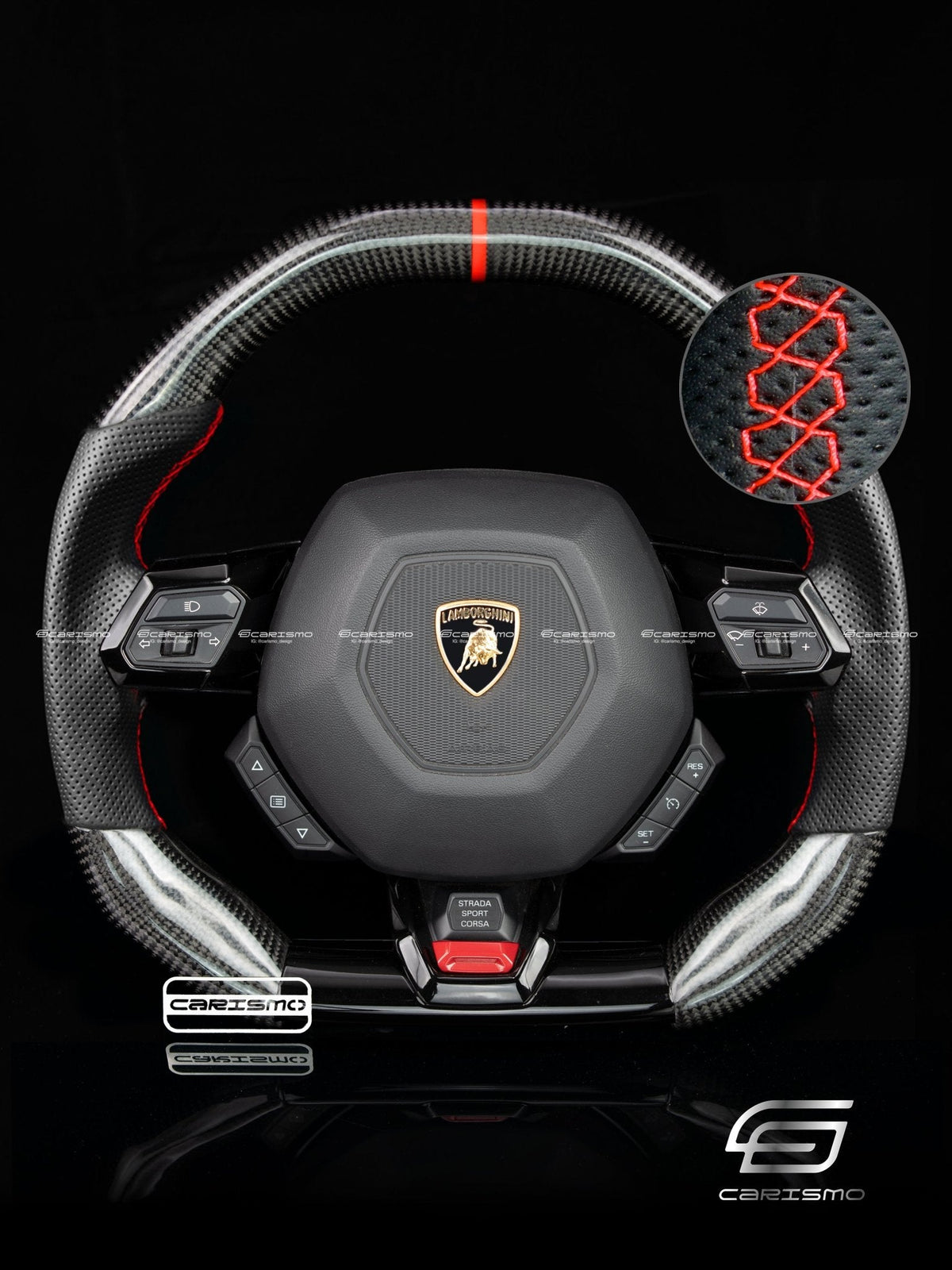 Carismo Steering Wheel For Lamborghini Huracan - Signature - Gloss Carbon - Perforated Leather
