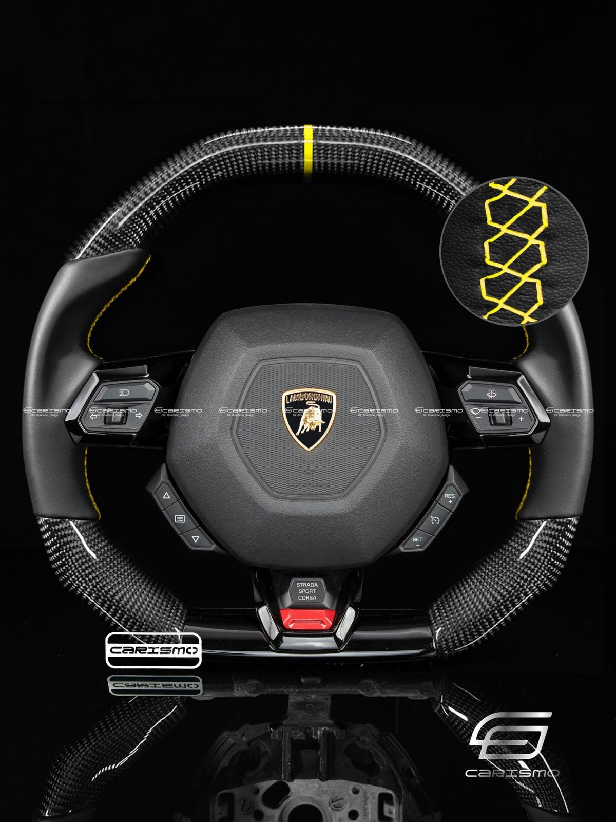 Carismo Steering Wheel For Lamborghini Huracan - Signature - Gloss Carbon - Smooth Leather