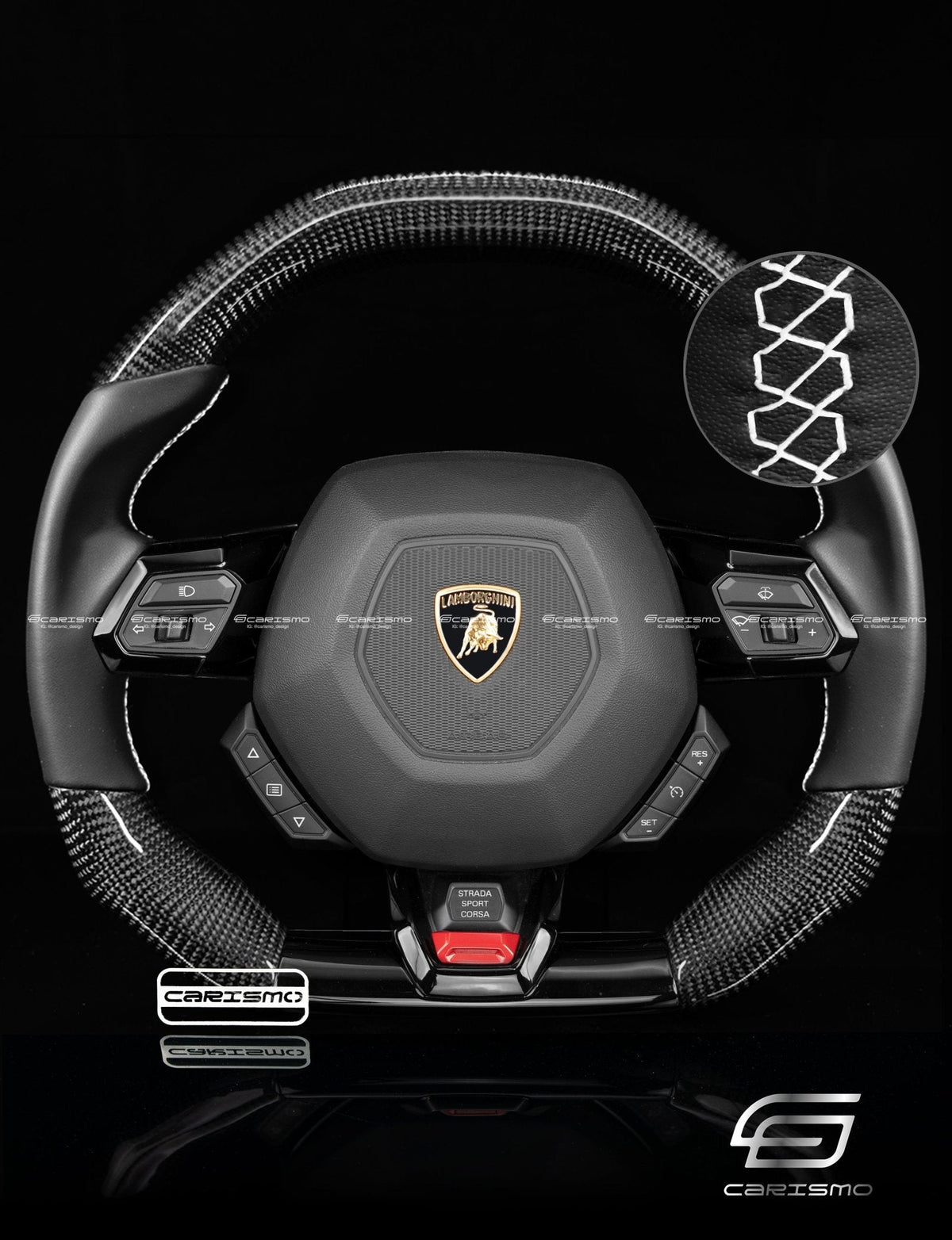 Carismo Steering Wheel For Lamborghini Huracan - Signature - Gloss Carbon - Smooth Leather