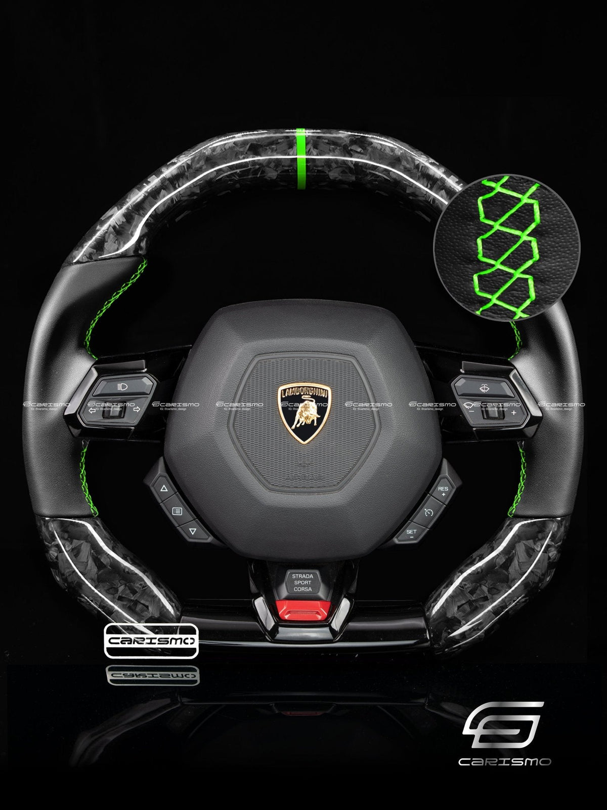 Carismo Steering Wheel For Lamborghini Huracan - Signature - Gloss Forged Carbon - Smooth Leather