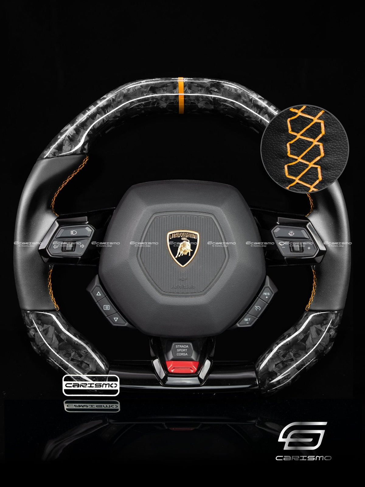 Carismo Steering Wheel For Lamborghini Huracan - Signature - Gloss Forged Carbon - Smooth Leather