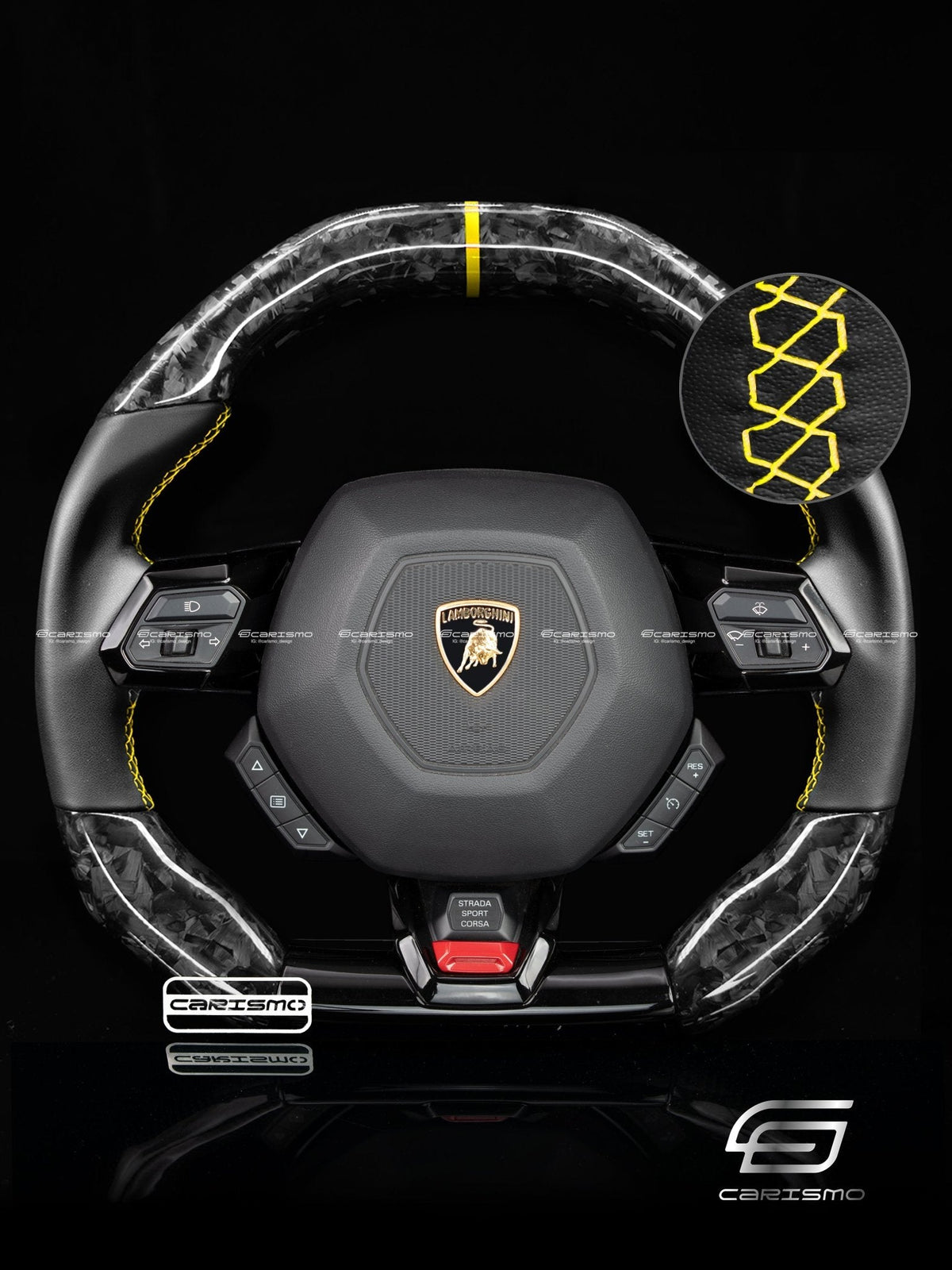 Carismo Steering Wheel For Lamborghini Huracan - Signature - Gloss Forged Carbon - Smooth Leather