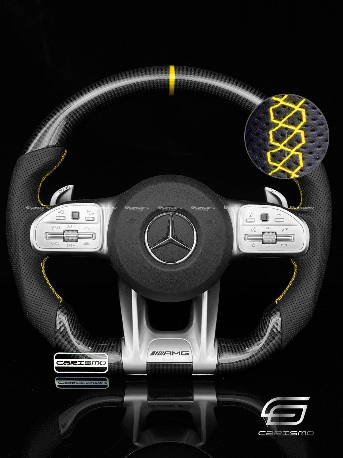Carismo Steering Wheel For Mercedes/AMG (2020 AMG Performance Wheel) - Sport - Gloss Carbon - Perforated Leather