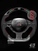 Carismo Steering Wheel For Nissan GT-R (R35 CBA & DBA) - Classic RPM LED - Gloss Carbon - Alcantara
