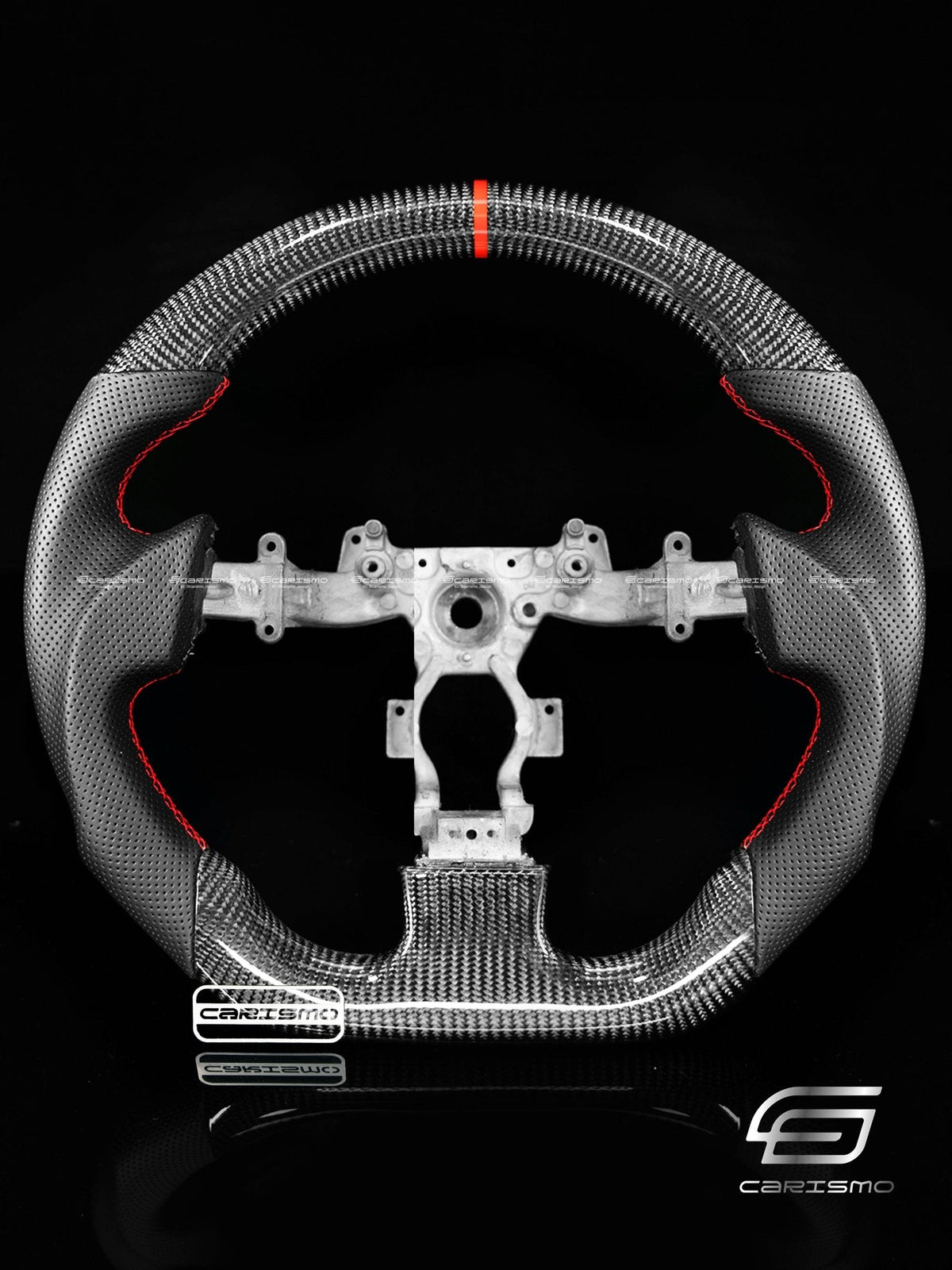 Carismo Steering Wheel For Nissan GT-R (R35 CBA & DBA) - Sport - Gloss Carbon - Perforated Leather