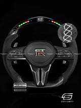 Carismo Steering Wheel For Nissan GT-R (R35 EBA) - Classic RPM LED - Gloss Carbon - Alcantara