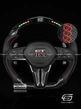 Carismo Steering Wheel For Nissan GT-R (R35 EBA) - Classic RPM LED - Gloss Carbon - Perforated Leather