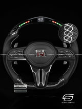 Carismo Steering Wheel For Nissan GT-R (R35 EBA) - Classic RPM LED - Gloss Carbon - Perforated Leather