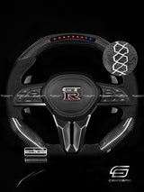 Carismo Steering Wheel For Nissan GT-R (R35 EBA) - Sequential RPM LED - Gloss Carbon - Alcantara