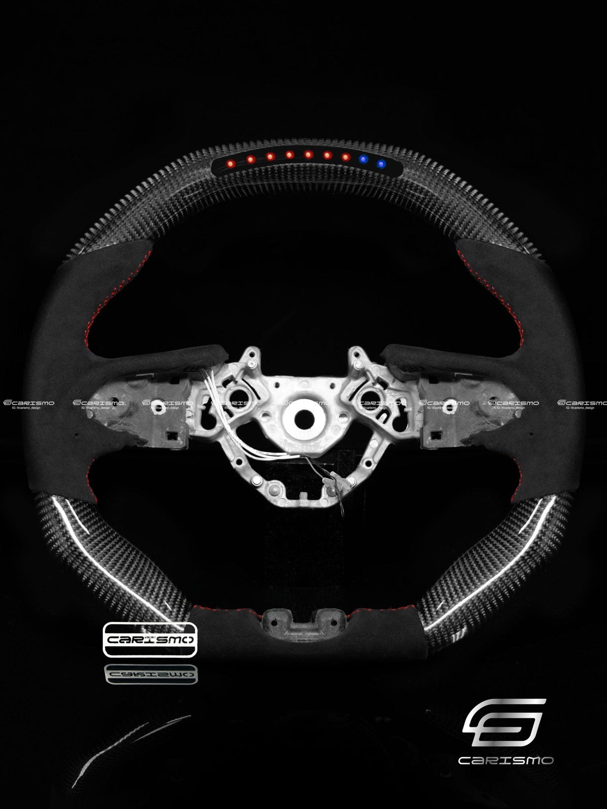 Carismo Steering Wheel For Nissan GT-R (R35 EBA) - Sequential RPM LED - Gloss Carbon - Alcantara