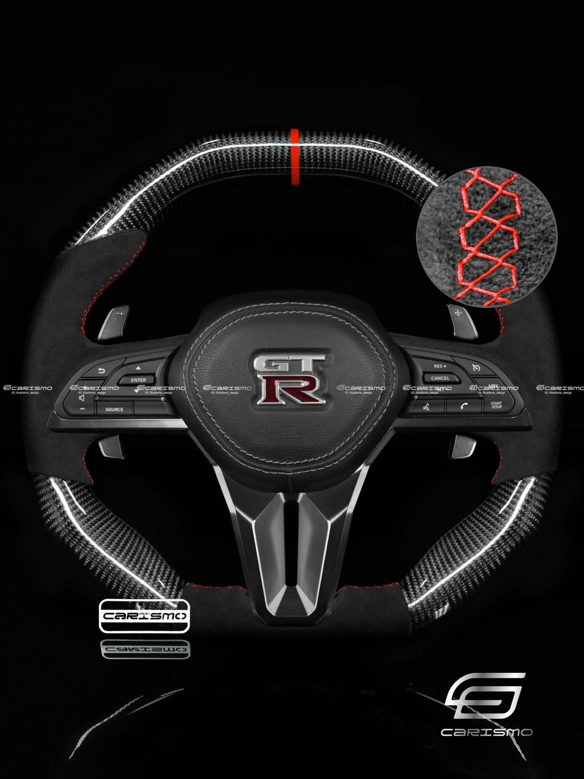 Carismo Steering Wheel For Nissan GT-R (R35 EBA) - Signature - Gloss Carbon - Alcantara