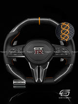 Carismo Steering Wheel For Nissan GT-R (R35 EBA) - Signature - Gloss Carbon - Perforated Leather