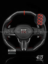 Carismo Steering Wheel For Nissan GT-R (R35 EBA) - Signature - Gloss Carbon - Perforated Leather